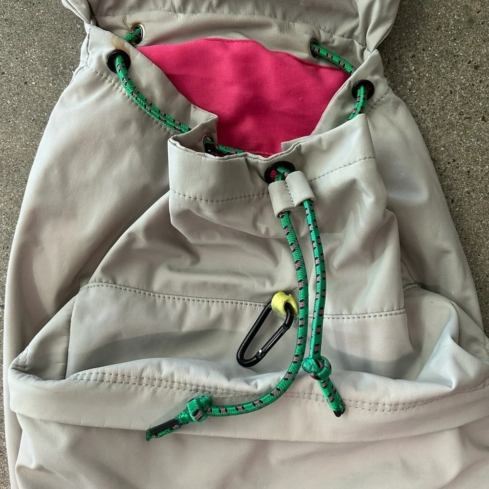 Urban Outfitters Light Gray Backpack with Neon Yellow Accents